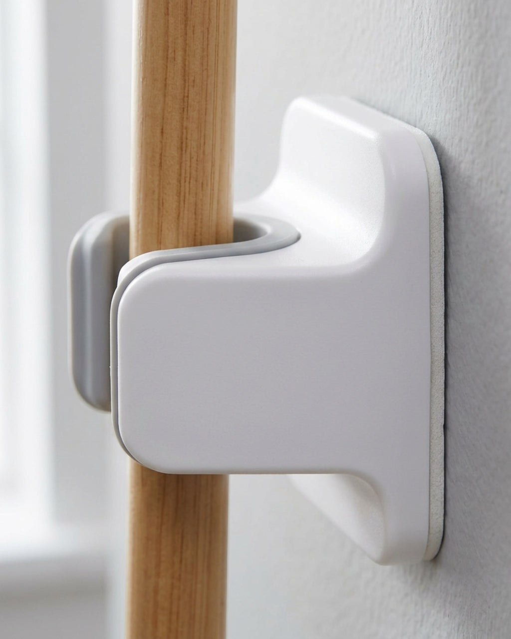 KITAL Adhesive Broom Mop Wall Hook Set White 6 Piece