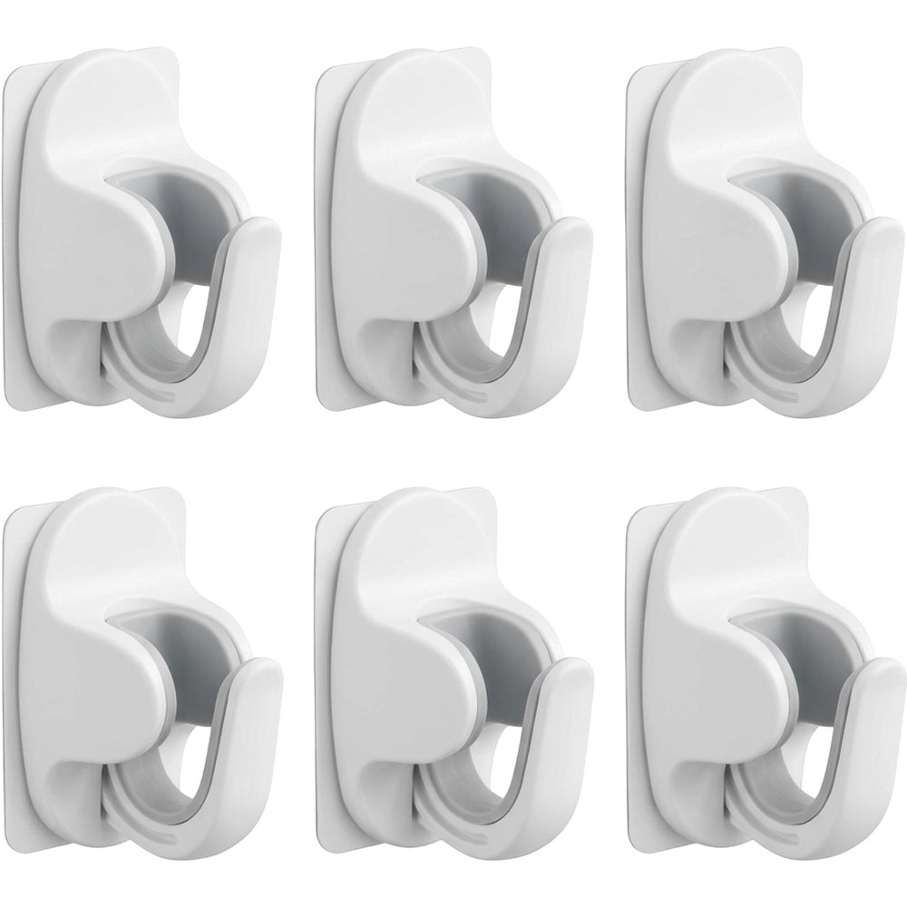 KITAL Adhesive Broom Mop Wall Hook Set White 6 Piece