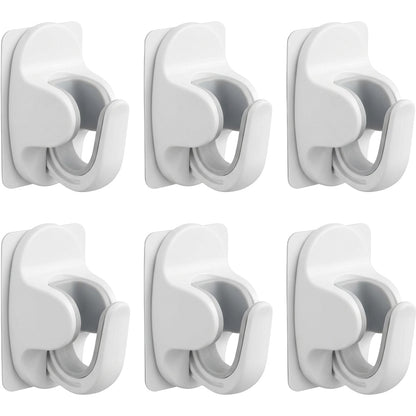 KITAL Adhesive Broom Mop Wall Hook Set White 6 Piece